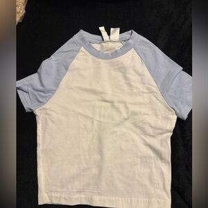 Divided Kids Raglan Tee - White and Light Blue